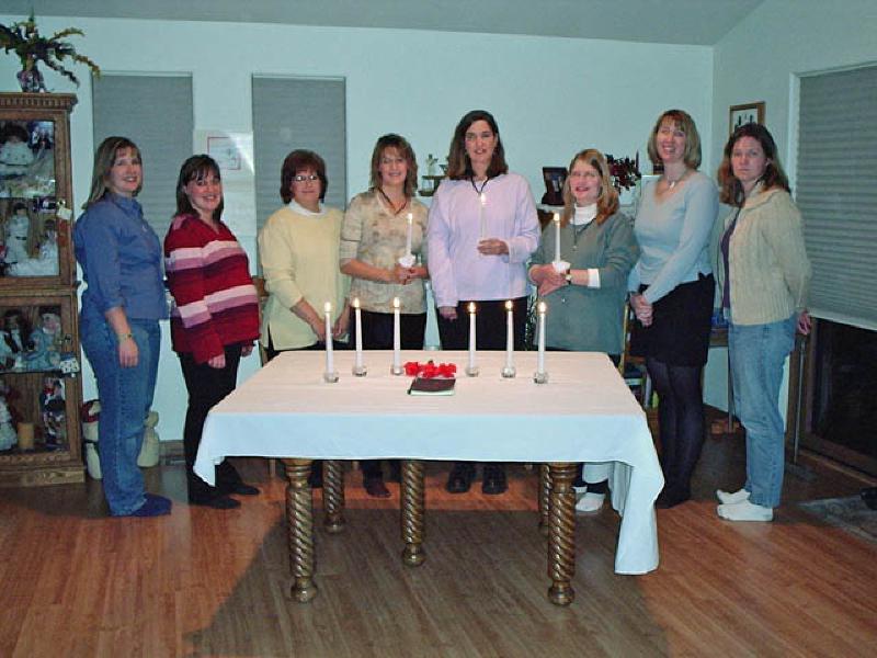 The inductees gather as new members of the sorority! Now the hard part ... learning the secret handshake.