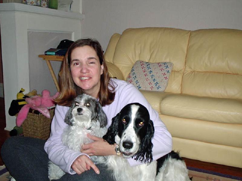Loving it up with Julie Andersen and Liz Beerman's dogs Rosie and Daisy.