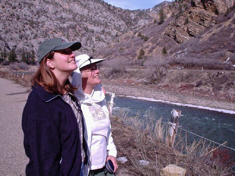 Marla and Mary admiring the majestic view in Glenwood Canyon during a brisk walk.