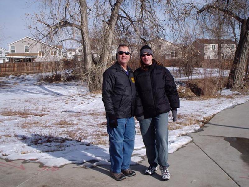 Leo and Marla out for a walk near Marla's home in Northglenn on a sunny, but brisk, February afternoon.