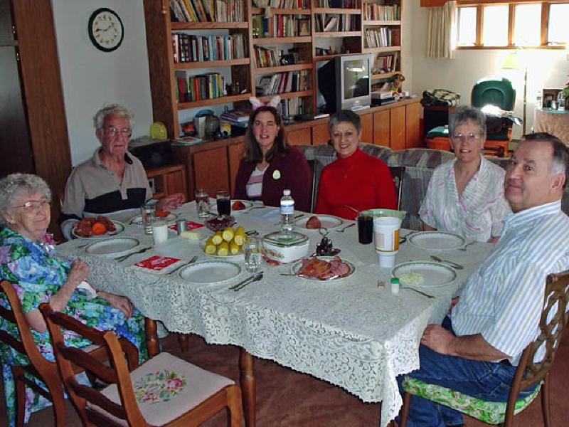 The Williams family, including Marla's Aunt Margaret (Leo's sister), gathered at the home of grandparents Mary and Howard for the Easter holiday.
