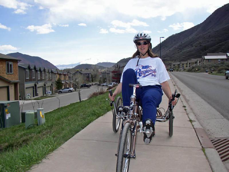 Marla is all smiles on a circuit of the Roaring Fork River trail in Glenwood Springs.