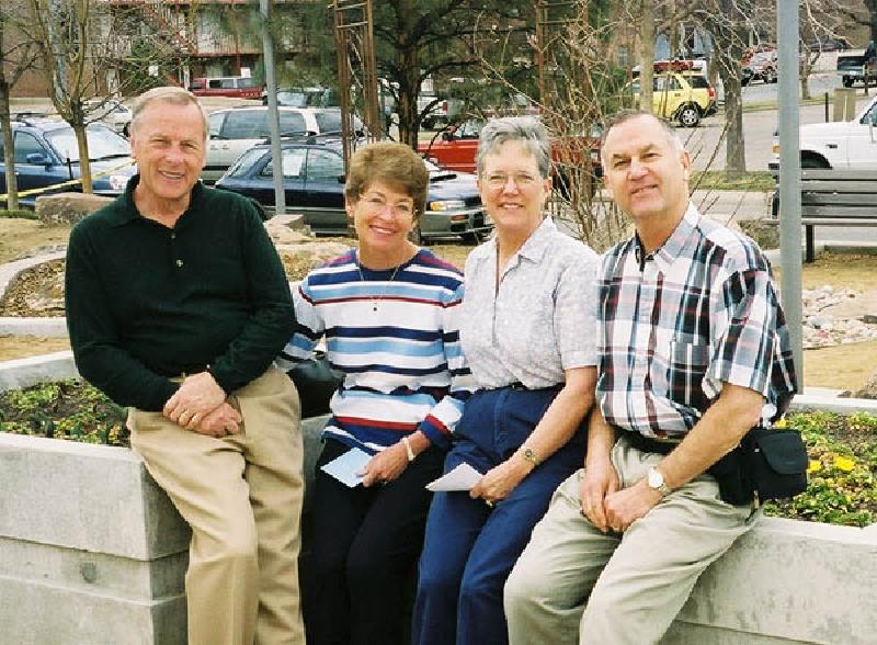 Mom and Dad enjoy a visit from Linda and Roger Cracraft, longtime family friends.