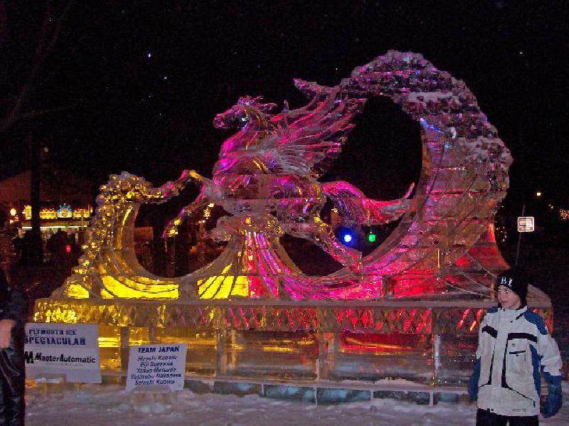 One fun weekend outing involved a visit to an ice sculpture festival. Amazing work! Marla shivers every time she thinks of the damp Michigan cold. Her warm coat and boots helped tame the weather though!