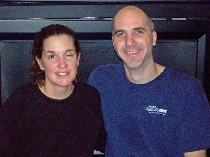 Marla and her friend Mark on the van headed out for another of the group's activities, a bowling night!