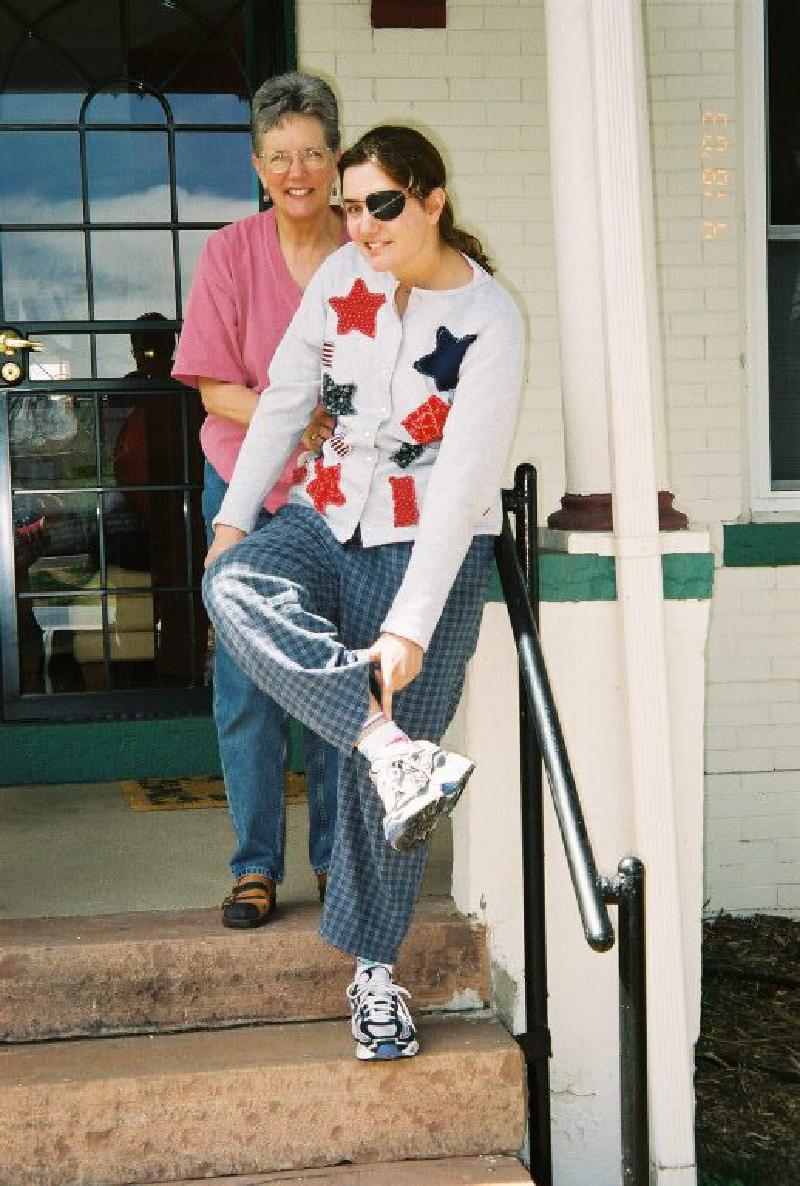 Marla's got her running shoes on as she and Mary step out for a walk around the block.