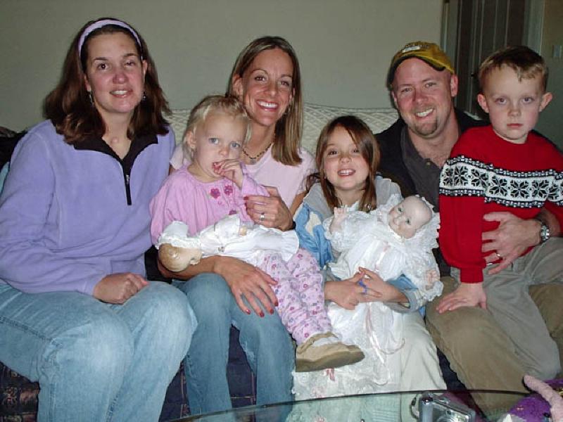 Marla enjoying a visit from Marla Miller, her husband Chadd, both friends from high school, and their children.