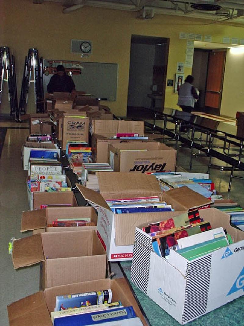 Just some of the boxes that Marla donated. One of the Sopris teachers, Mr. Pluger, was so touched by Marla's obvious dedication to her students, that he decided to continue teaching for at least another year (his plan had been to retire at the end of this school year).