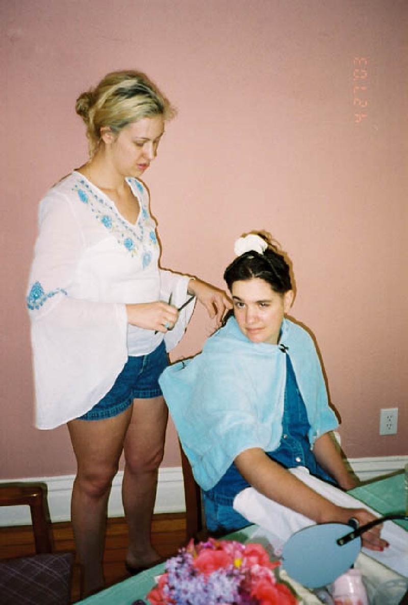 Nicole giving Marla her first haircut in six months!