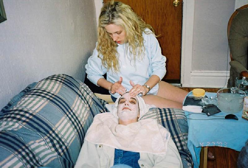 Marla getting the full treatment, with a facial from Nicole. "Hmmm. I think I could get used to this!"
