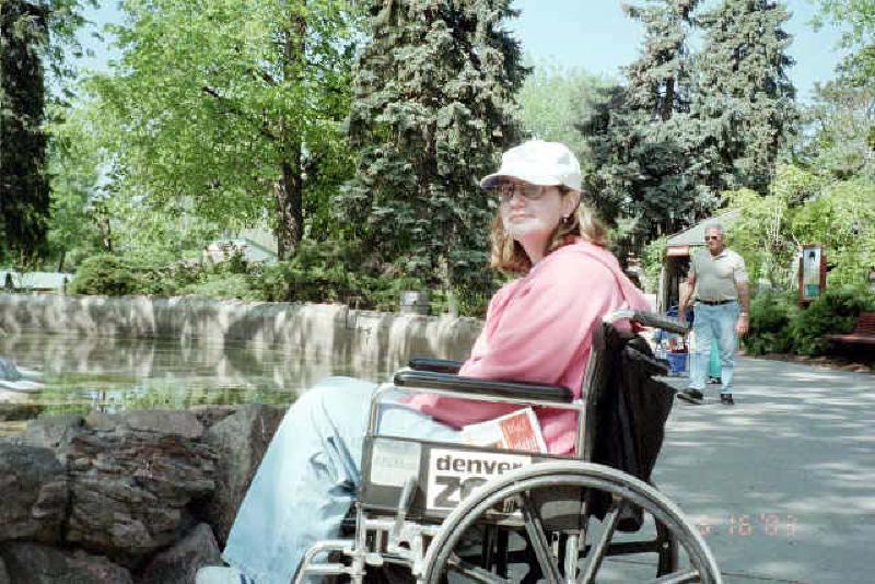 Marla enjoying a beautiful spring day at the Denver Zoo in City Park, very close to where she, Leo, and Mary are staying at Race Street.