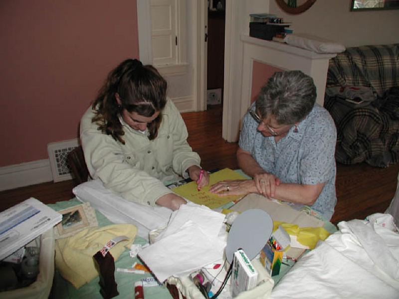 Marla works with Mary on writing. Left-handed, no less!