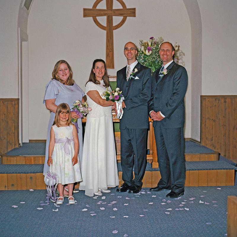 Marla and Mark's Wedding / The Wedding Party 5/2008 Maid of Honor Leigh Phipps, Best Man Brian Townsley and Flower Girl Hanna Zanin with the newlyweds.