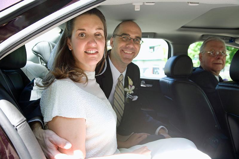 Marla and Mark's Wedding / All Aboard! 5/2008 Mark's father does the honors as chauffeur whisking Marla and Mark off to the reception!