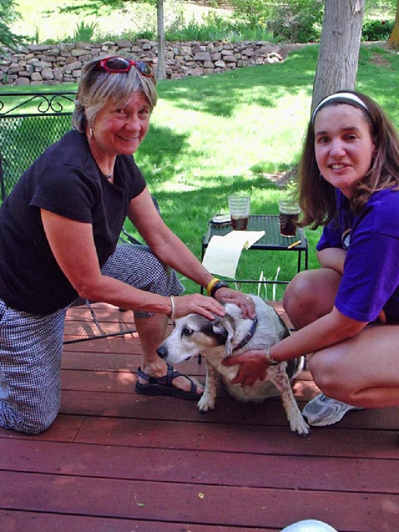 Enjoying a visit from Maureen Nuckols and her canine companion.