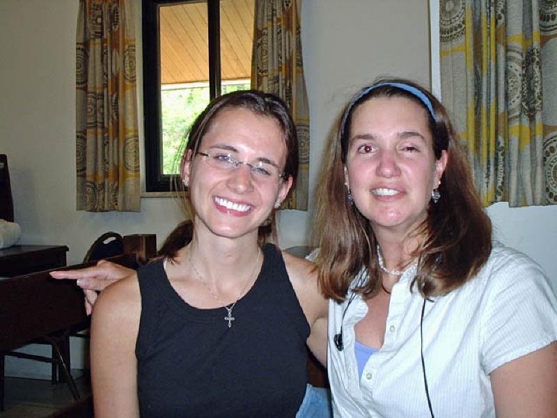 Marla's having fun getting acquainted with her roommate, Shannon. Marla spent two weeks at a speech therapy camp at the University of Colorado at Boulder Speech Sciences Department. She lived on her own in the Kittredge dormitories for the whole two weeks--a big step for her independence!