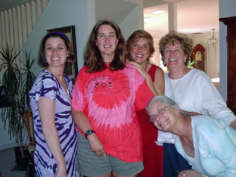 Fellow TBI survivor Carrie Fell, her mother Donna, Sylvia Lincoln, and Rachel Windh, another fellow survivor, visit to wish Marla a very happy birthday.