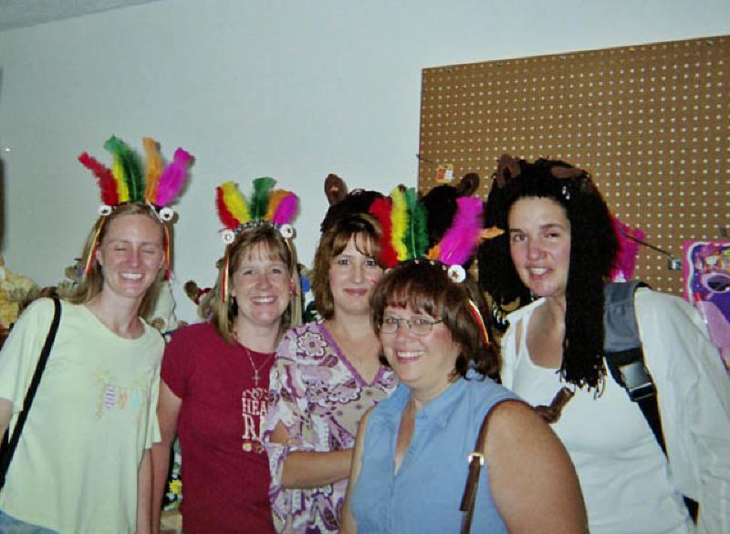 Marla's sorority group took a weekend trip to Durango, in southwest Colorado. They're goofing around in a costume shop.