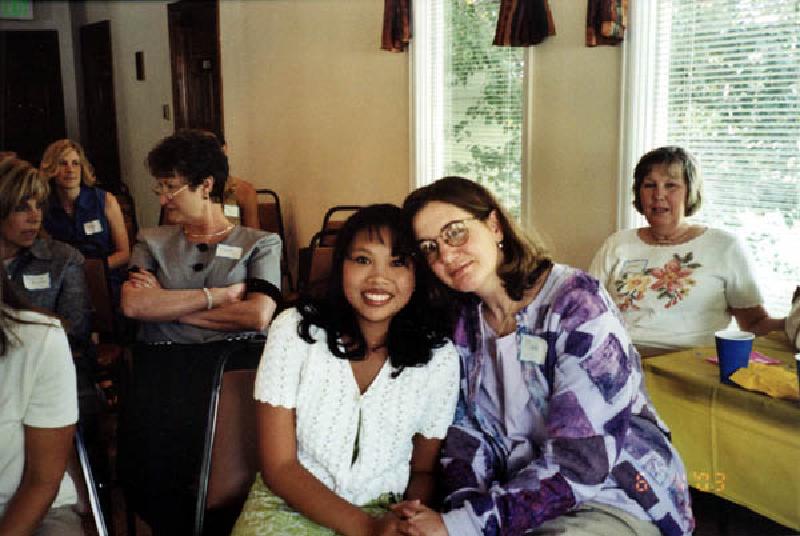 Marla and Missy sharing a smile at Missy's bridal shower.