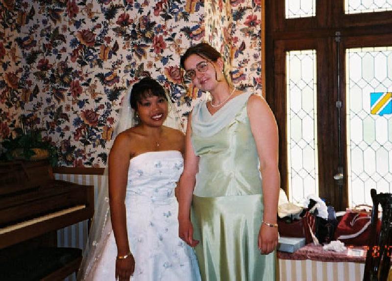 Missy and Marla getting ready for the big event. Missy asked Marla to be a bridesmaid in her wedding!