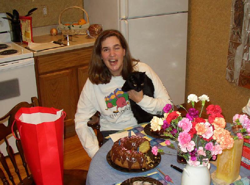 Puck and Marla making a wish and having some cake to celebrate her birthday!