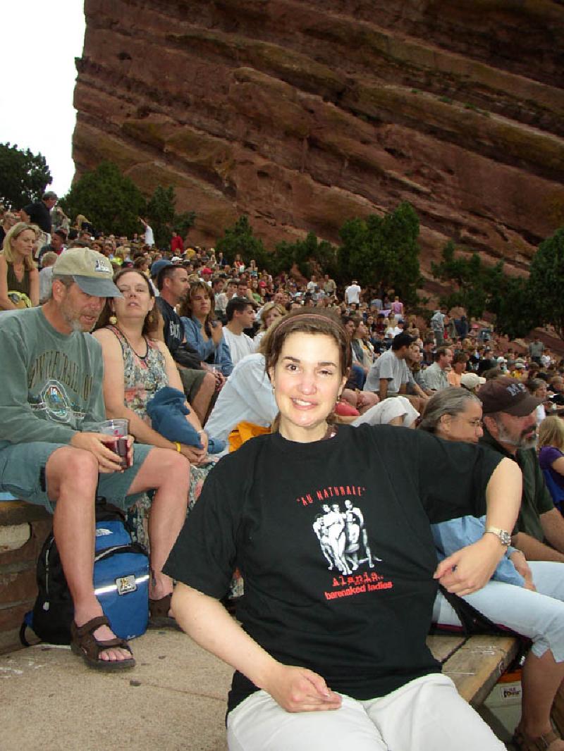 Marla sporting her official "Au Naturale" tour T-shirt during the Alanis Morissetteand Barenaked Ladies concert at Red Rocks.