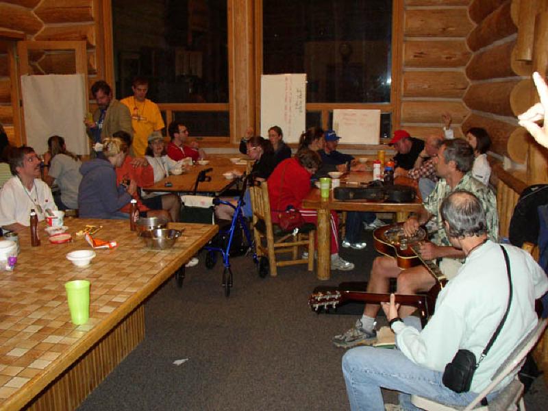 Everyone is rounded up to enjoy the performances and singing during music night.