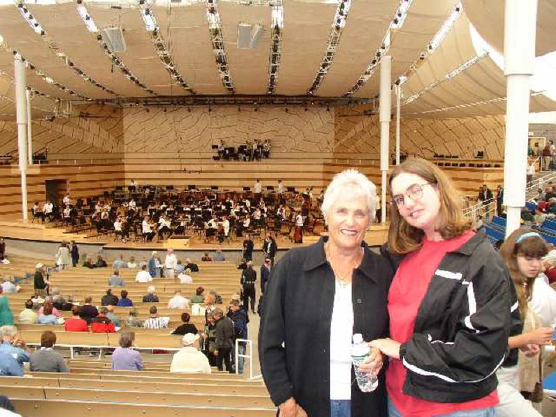Aunt Judy and Marla are all smiles as the await the grand finale of the Aspen Music Festival, a performance of Berlioz's Requiem with the Colorado Symphony Choir.
