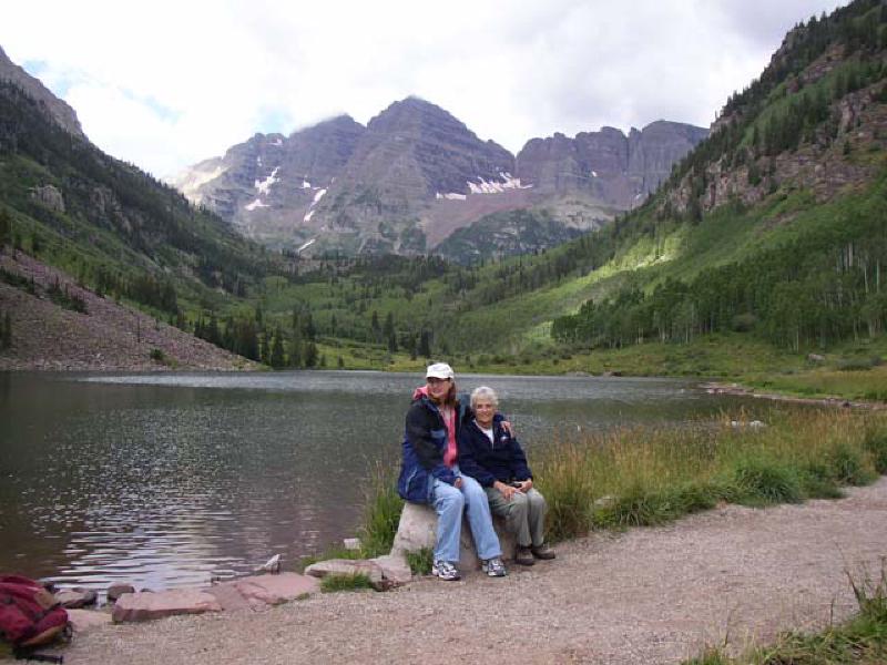 Marla and her Aunt Judy drink in the beauty during a hike around Maroon Lake near the Maroon Bells.