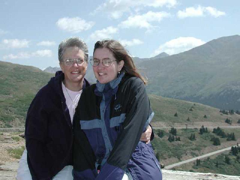 Marla and Mary enjoying the beautiful scenery on the Continental Divide atop Independence Pass on their way from Aspen to Denver.