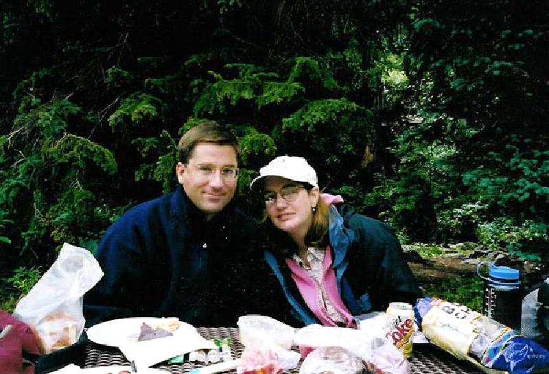 Marla and Mark enjoying a yummy post-hike picnic courtesy of Aunt Judy.