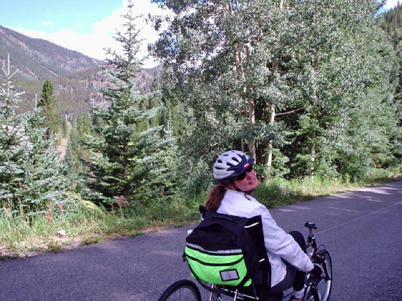 Marla and Mary went bicycling in the mountains along the Tenmile Canyon bicycle path.