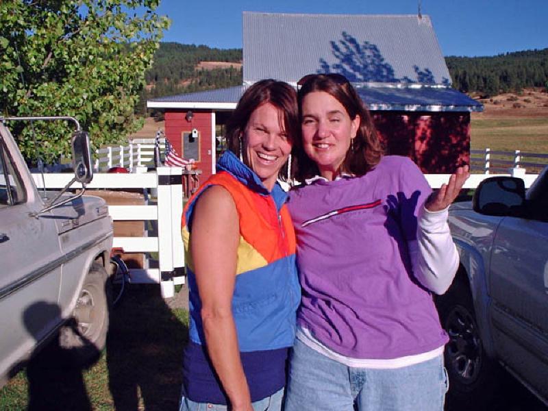 Who us? Marla and Megan are up early and ready to have some fun.