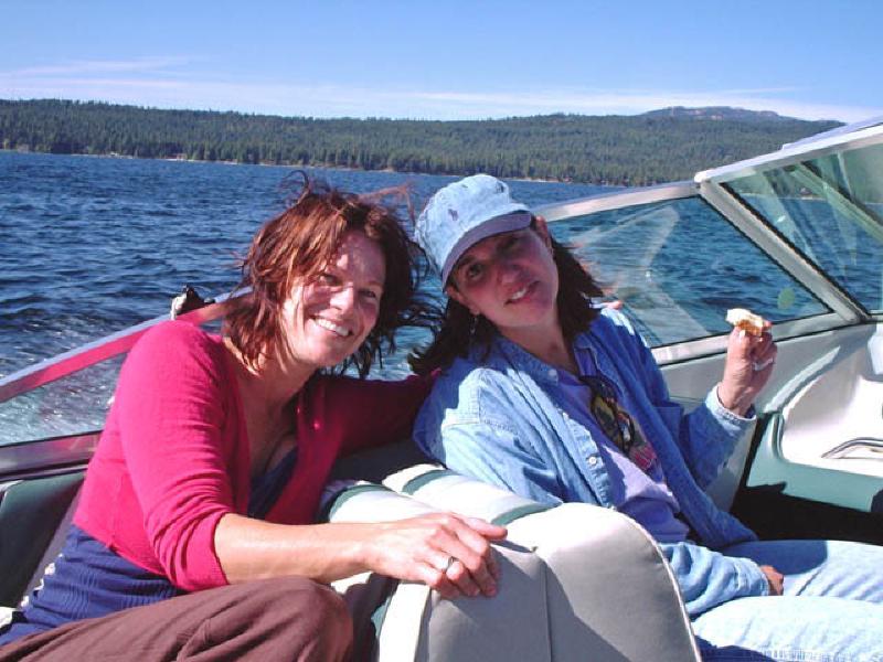Cool breezes and amazing scenery boating on the lake near Megan's home.