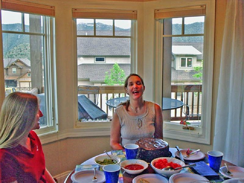 Marla had a second birthday party at home in Colorado - what a deal! She's having some cake with her friend Sabrina.