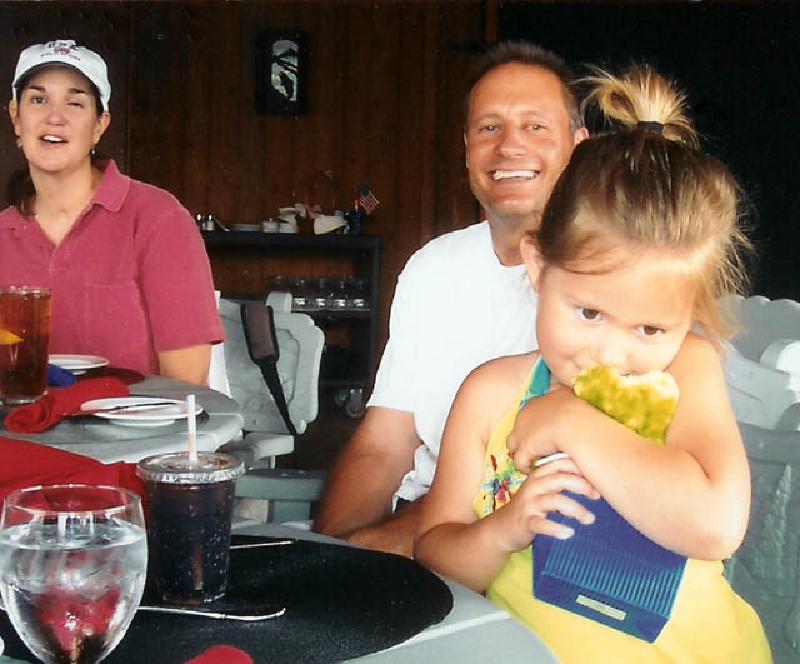 Having fun with Hannah, daughter of Marla's cousin Brad, on her birthday.