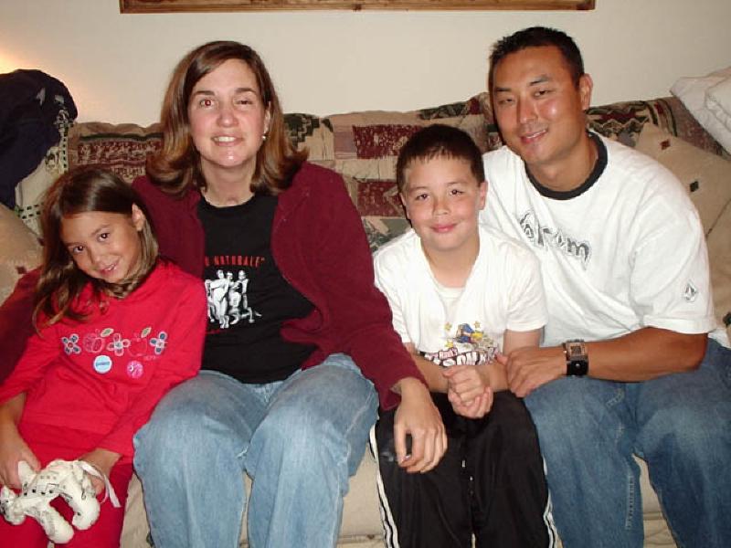 Steve Yoshihara and his children Kelly and Stevie are friends and neighbors fromacross the street at Marla's Northglenn townhome.