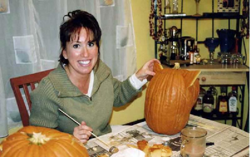 Steffie shows off her artistic skills by adding some 3 dimensional features to her Jack o'Lantern.