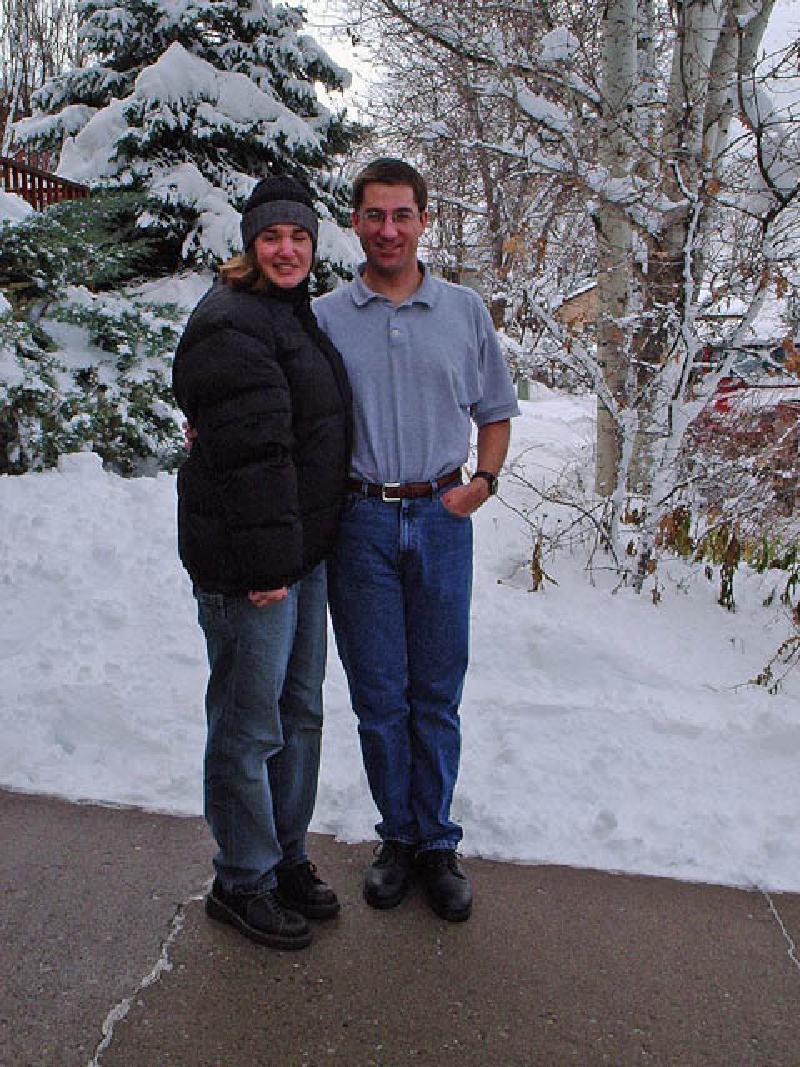 Marla and Mark having fun in the snow. A Thanksgiving snowstorm dumped 18 inches on Glenwood Springs!