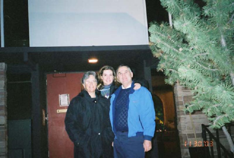 Marla, Mary, and Leo smile as they anticipate a fun musical performance, on their way into a benefit concert for her and Luke Little, at St. Barnabas Church.