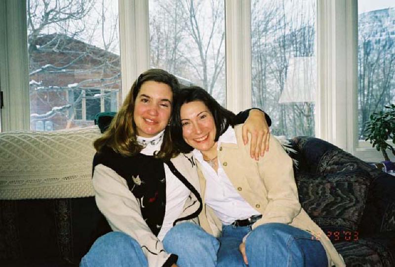 Kerri Zapala, a friend of Marla's from New York, shares a hug as she came to see Marla during her Christmas visit to Colorado.