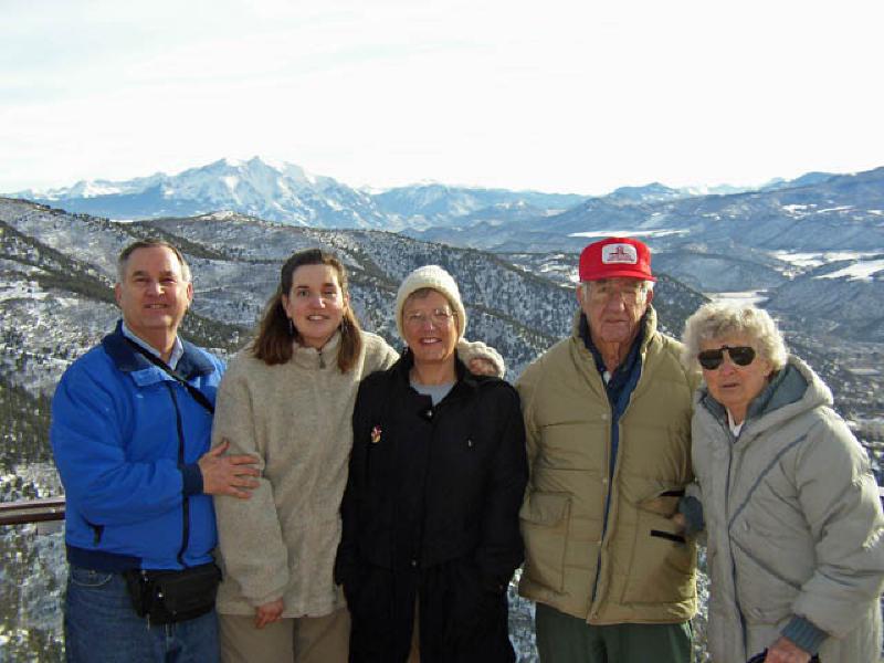 Marla and family enjoy the spectacular wintertime scenery from atop the gondola in Glenwood Springs.