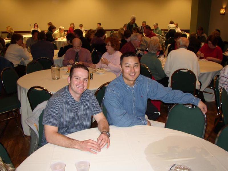 Rob Sousa, Marla's boyfriend, and good friend and neighbor Steve. These gentlemen, both being Physical Education teachers, are probably thinking about going onto the climbing wall after dinner.