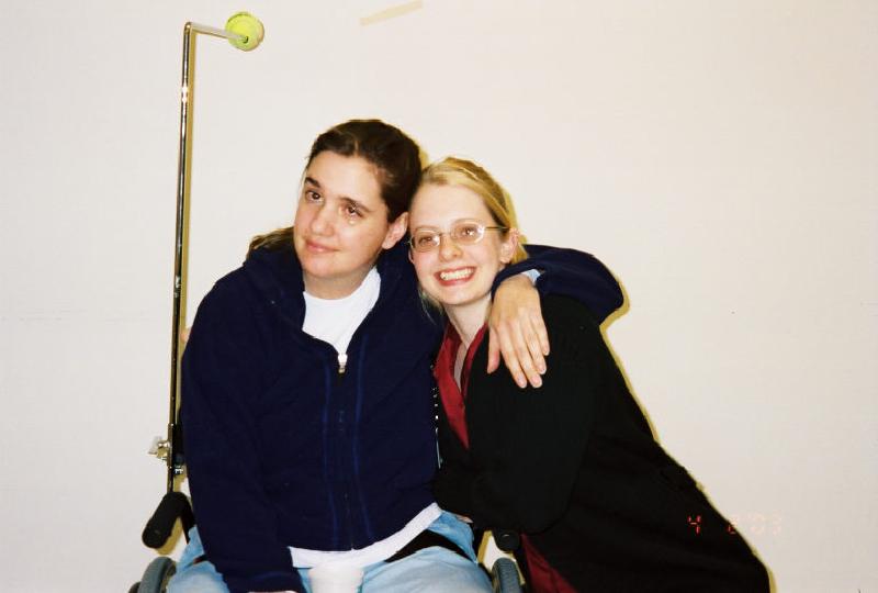 Marla and Heather Stewart share a hug. Heather is one of Marla's favorite re-habilitation technicians, a team of dedicated staff who assist the patients at all times, 24 hours per day. Heather's gentle kindness and special care, as well as her friendly smile helped Marla's progress tremendously. She and Marla became fast friends. Heather graduates with a degree as an Occupational Therapy Assistant in May. Her knowledge of the field of therapy and her tremendous care for her patients is amazing. Heather, you're awesome, and your future patients will be lucky to work with you!